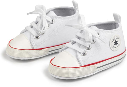 Unisex Baby Boy Girl Canvas Sneaker Soft Sole Ankle Infant First Walkers Crib Shoe