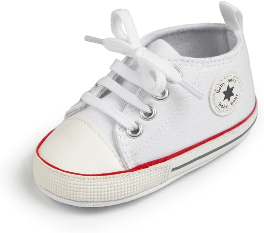 Unisex Baby Boy Girl Canvas Sneaker Soft Sole Ankle Infant First Walkers Crib Shoe